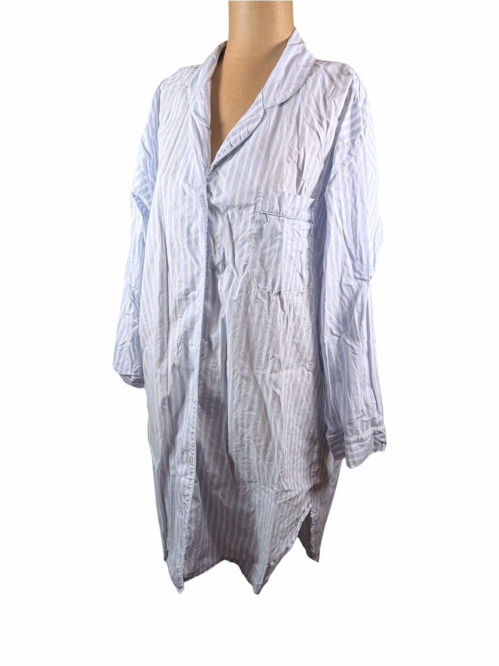 OSCAR DE LA RENTA Vintage Blue & White Striped Night Shirt